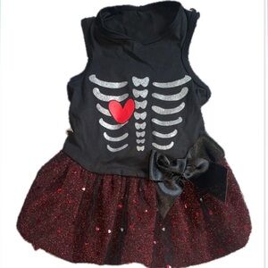 Fitwarm Black and Red Skeleton Tutu Costume for Pet
